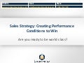 Sales Strategy - Creating Winning Performance Conditions