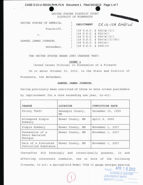 Samuel johnson indictment