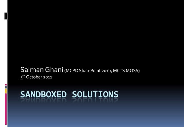 Sanboxed Solutions SharePoint 2010