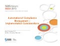 Axis Bank - SAS Forum India: Automation of Compliance Management – Implementation Considerations