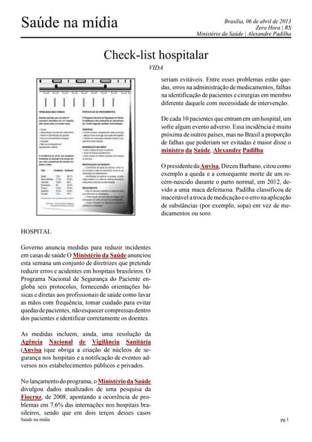 Governo anuncia medidas para reduzir incidentes em casas de saúde