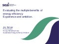 Evaluating the multiple benefits of energy efficiency: Experience and ambition