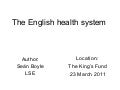 Sean Boyle on English health reform