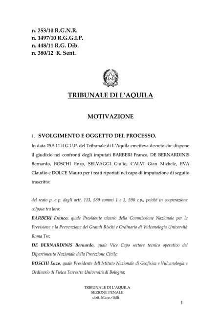Sentenza grandi rischi