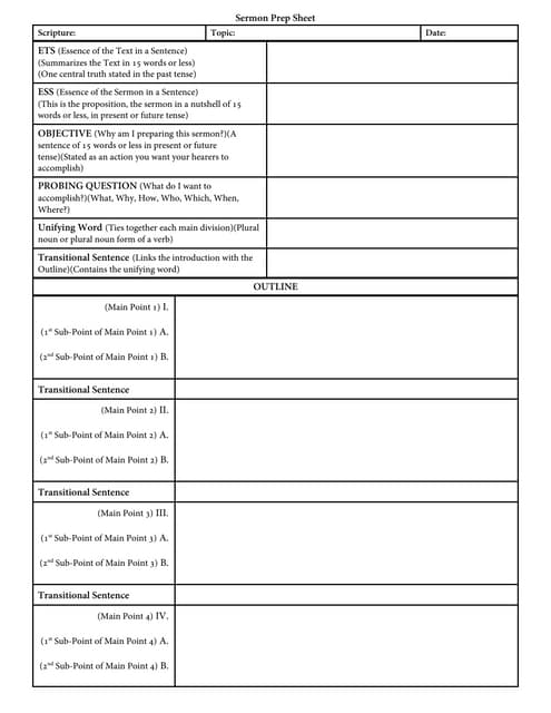 Printables Sermon Preparation Worksheet sermon preparation form