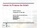 Silke Steinbach-Nordmann: Lernen Im Prozess der Arbeit