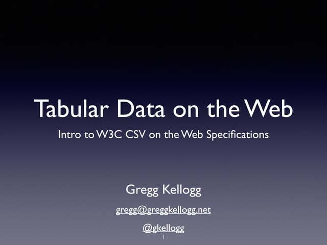 Tabular Data on the Web