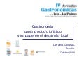 Gastronomia como producto turistico y su papel en el desarrollo local
