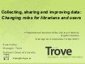 Collecting sharing and improving data: changing roles for librarians and users. April 2011