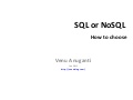 SQL/NoSQL How to choose ?