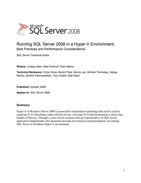Sql server 2008 best practices