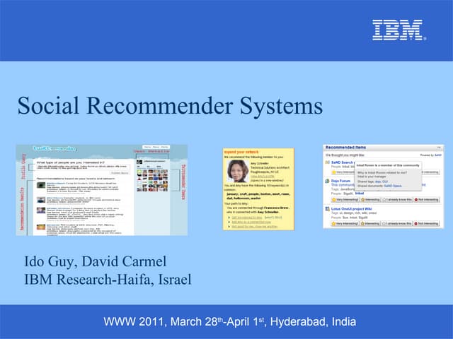 Social Recommender Systems Tutorial...