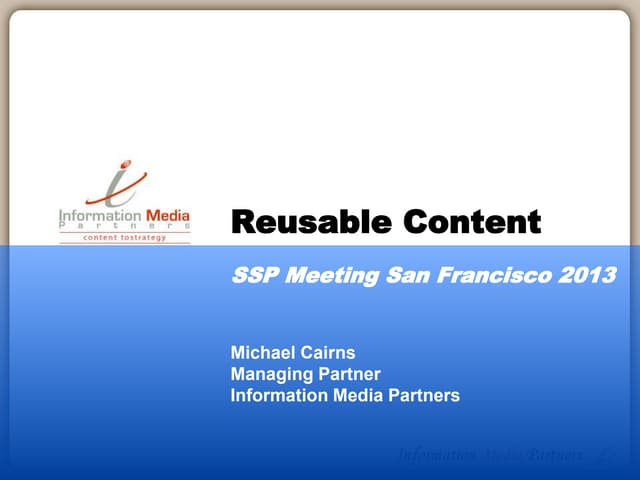 Rethinking and Remixing Content: Society of Scholarly Publishers Panel 2013