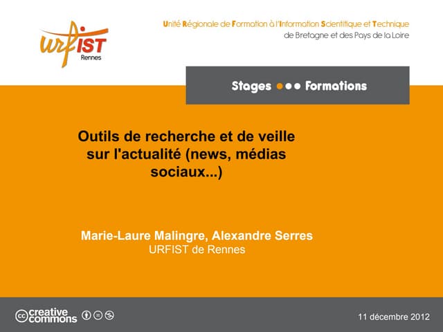 Stage Outils recherche et de veille sur l'actualité 