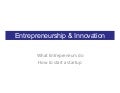 Startup University - 1. Entrepreneurship & Innovation