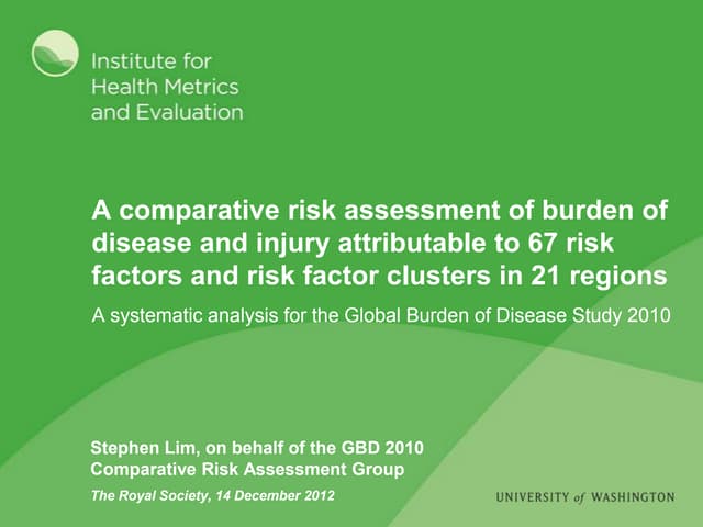 A comparative risk assessment of burden of disease and injury attributable to 67 risk factors and risk factor clusters in 21 regions