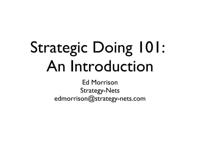 Strategic Doing Webinar 101