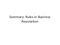 Summary: Rules in Business Reputation