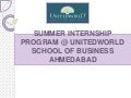 Summer Internship Program - UnitedWorld School of Business