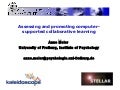 Assessing and promoting computer-supported collaborative learning