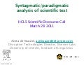 A syntagmatic/Paradigmatic analysis of scientific text