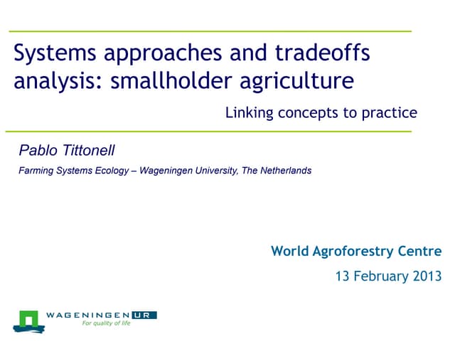 Systems approaches to support ecological intensification