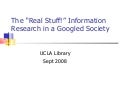 Teaching Assistant Conference:Real Stuff 8 22 08