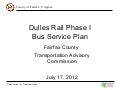 Fairfax County Transportation Advisory Commission: Dulles Rail Phase I Bus Service Plan