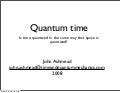 Time & Quantum Mechanics