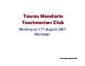 Tawau Mandarin Toastmasters Club Meeting