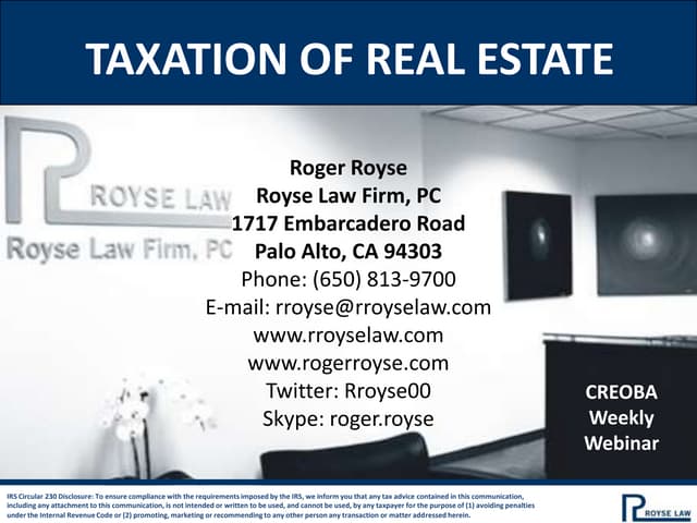 Taxation of Real Estate