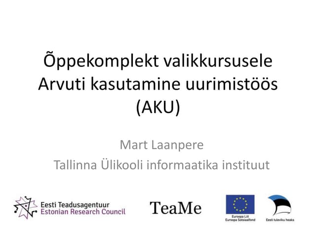 Arvuti kasutamine uurimistöös