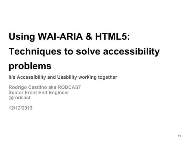 Tech Headline - Using WAI-ARIA & HT...