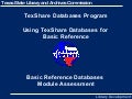 TexShare Databases Basic Reference Assessment