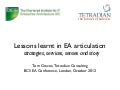 Lessons-learnt in EA articulation