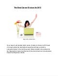 The Best Career Choices for 2013