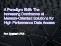 A Paradigm Shift: The Increasing Dominance of Memory-Oriented Solutions for High Performance Data Access