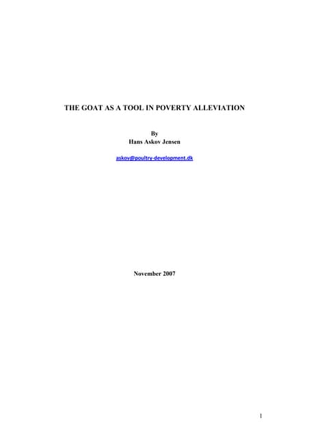 The goat as a tool in poverty alleviation