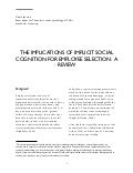 The implications of implicit social cognition on employee selection   a review