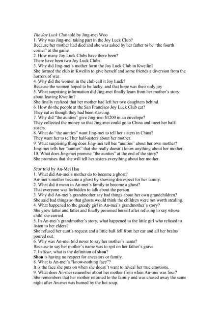 The joy luck club essay