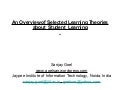 An Overview of Selected Learning Theories about  Student  Learning