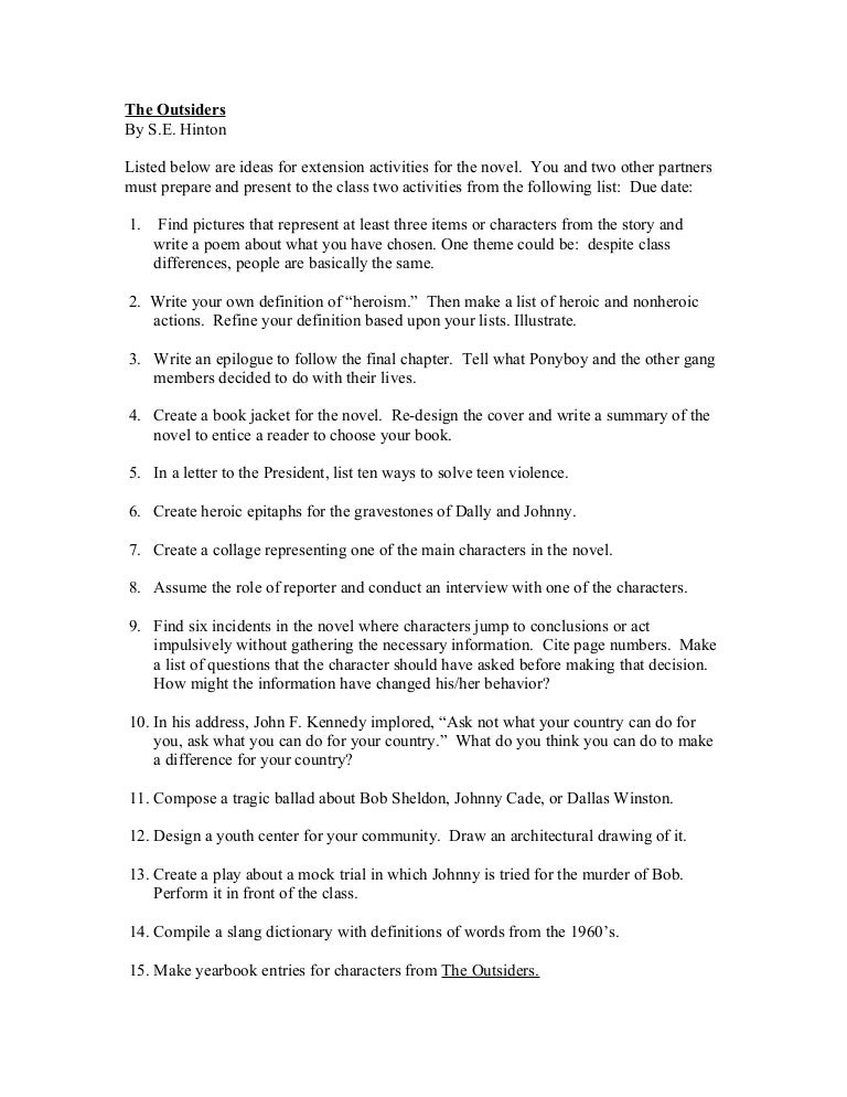 Learning English Essay Outsiders Essay Writefiction Web Fc Com The Outsiders Se Hinton Essay Writing Examples Of A Proposal Essay also Help With Essay Papers Classroom Support Resources The Department Of Education The Conscience Essay