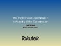 The right read optimization is actually write optimization