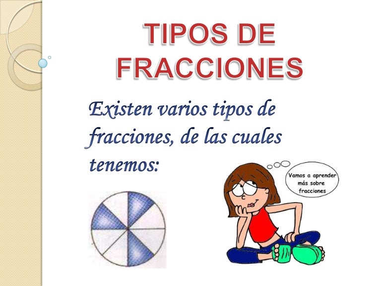 Resultado de imagen de TIPOS DE FRACCIONES