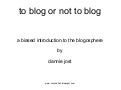 to blog or not to blog