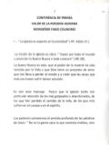 Pronunciamiento de monseñor Colindres