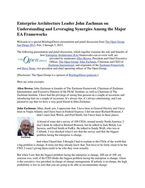 Enterprise Architecture Leader John...