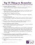 Top 10 things to remember when working with Children with Autism Spectrum Disorders