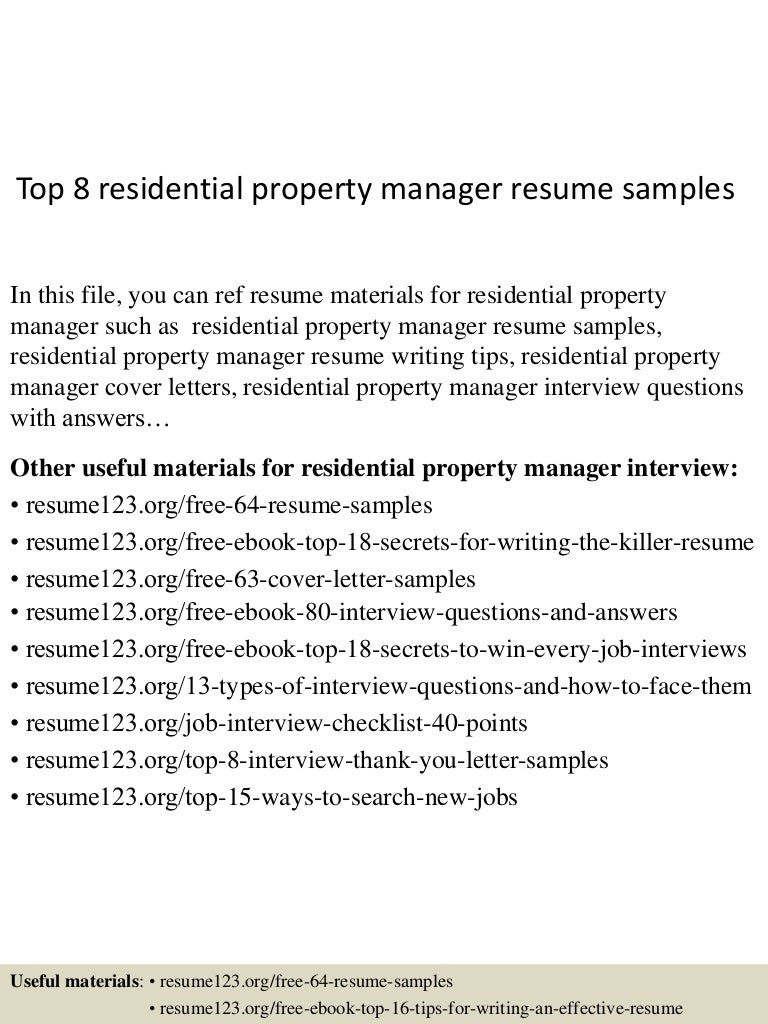 commercial property manager resume samples