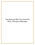 Top Reasons Why You Need To Hire A Property Manager